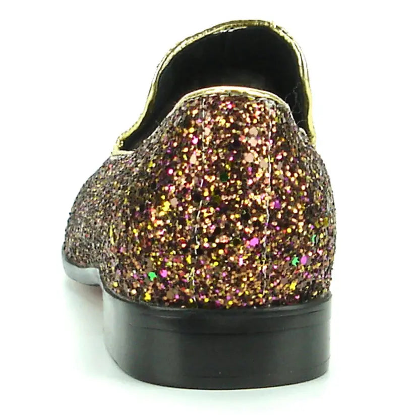Fiesso FI-7078 Rose Glitter Slip on Loafers