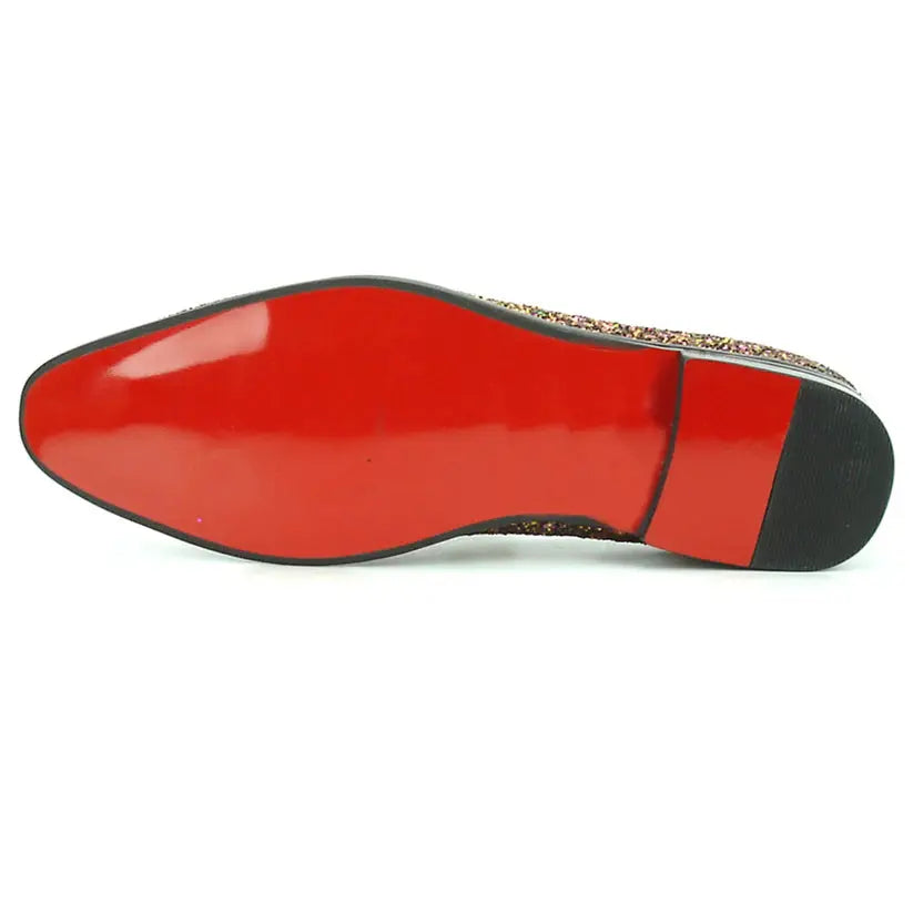 Fiesso FI-7078 Rose Glitter Slip on Loafers