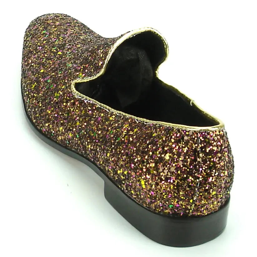 Fiesso FI-7078 Rose Glitter Slip on Loafers