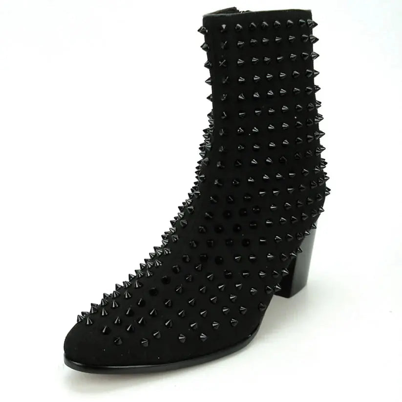 Fiesso FI-7142 Black Suede High Heel Boots