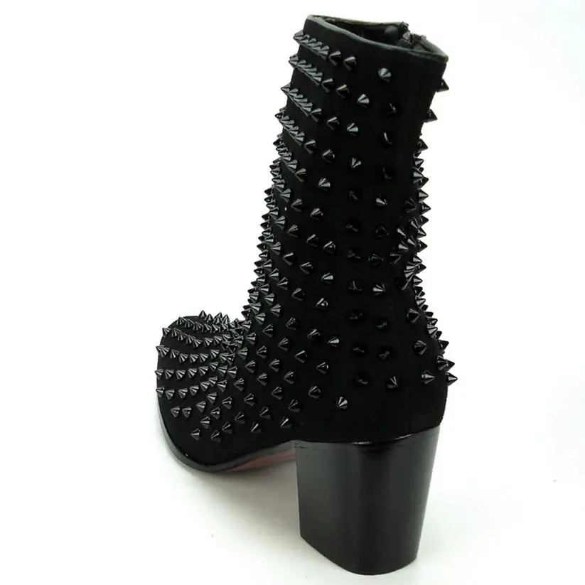 Fiesso FI-7142 Black Suede High Heel Boots