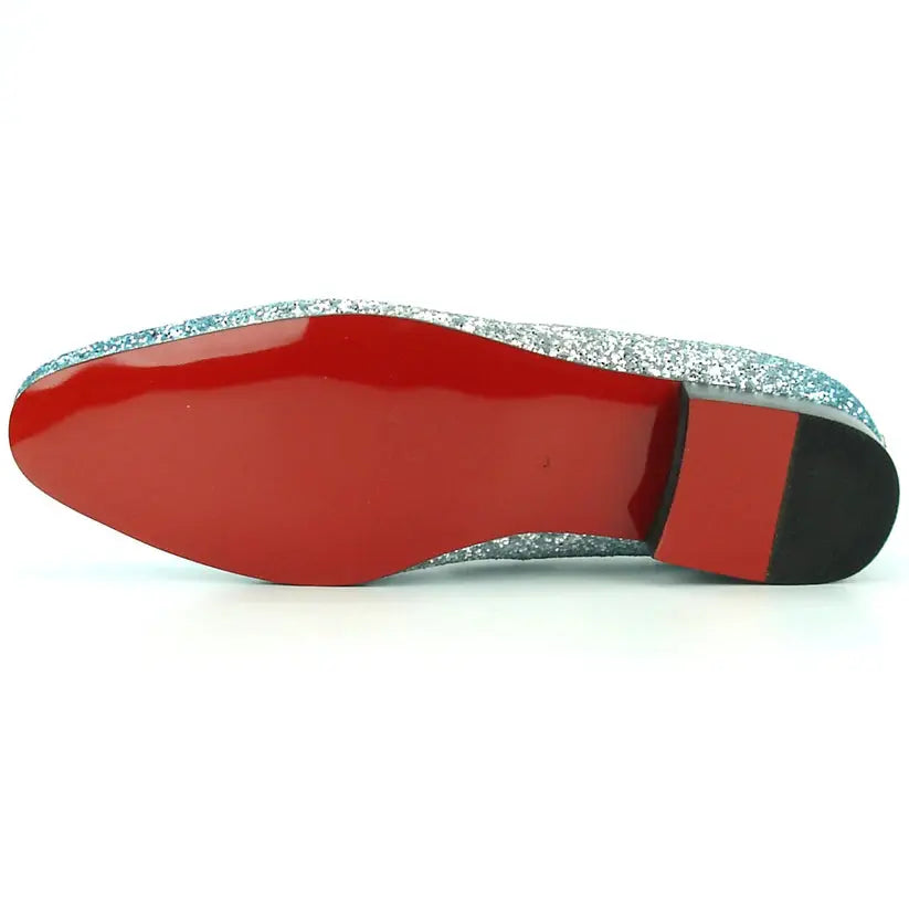 Fiesso FI-7156 Silver/Blue Slip on Loafers