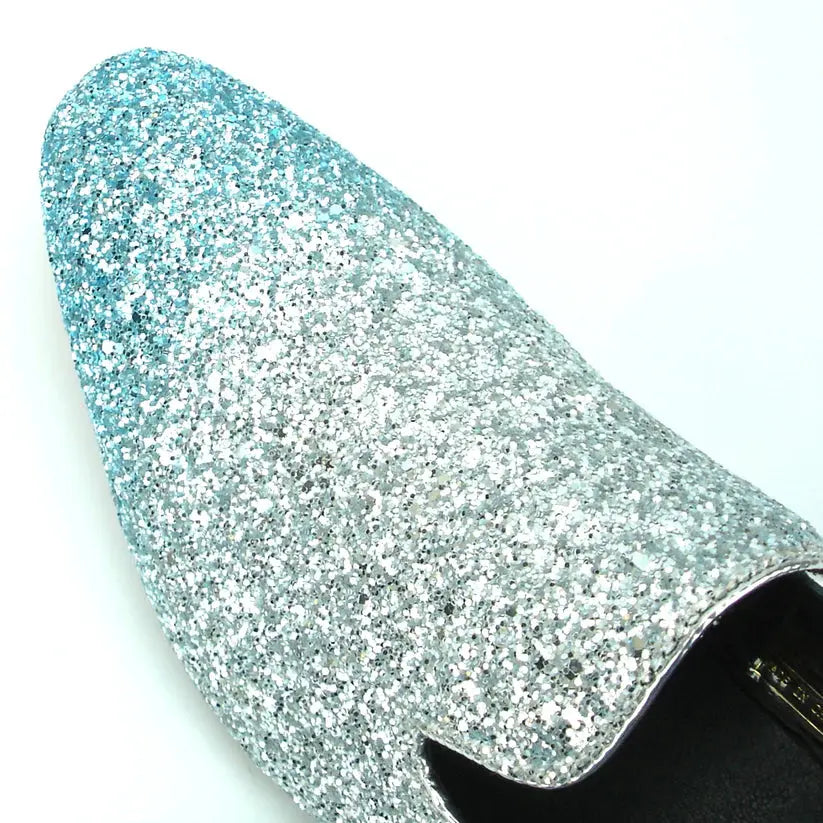 Fiesso FI-7156 Silver/Blue Slip on Loafers