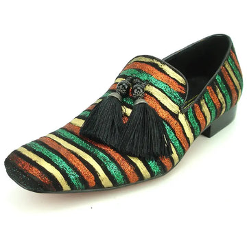 Fiesso FI-7254 Black/Multi Tassel Loafers