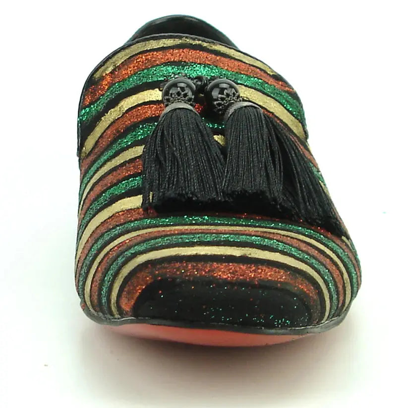 Fiesso FI-7254 Black/Multi Tassel Loafers