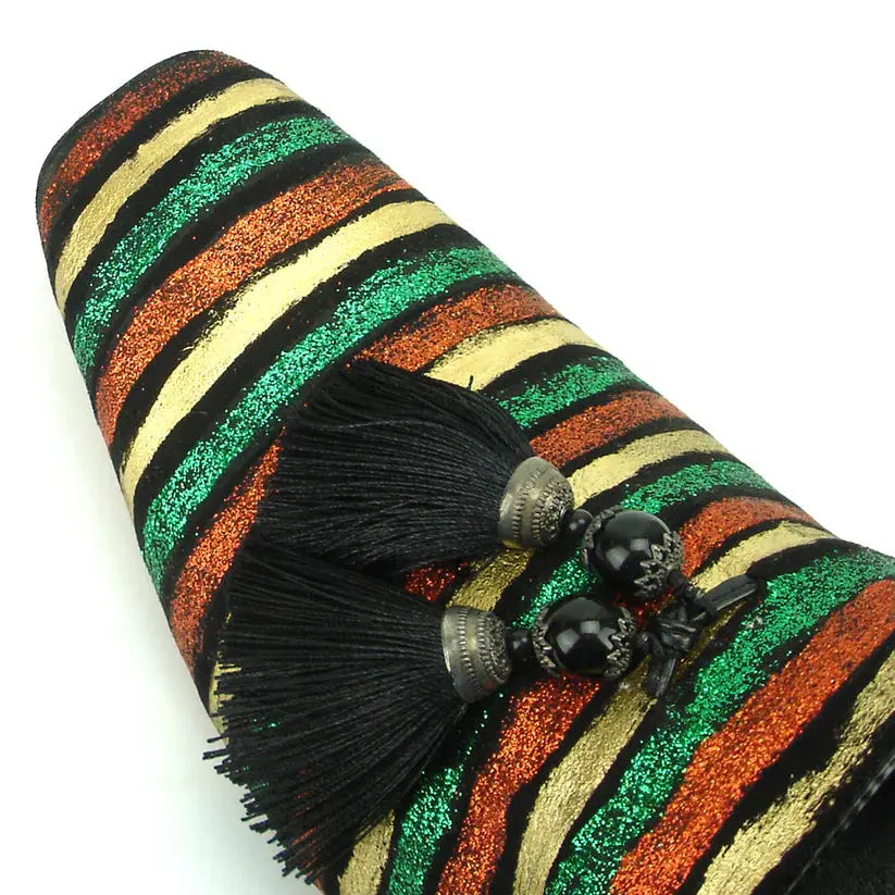 Fiesso FI-7254 Black/Multi Tassel Loafers
