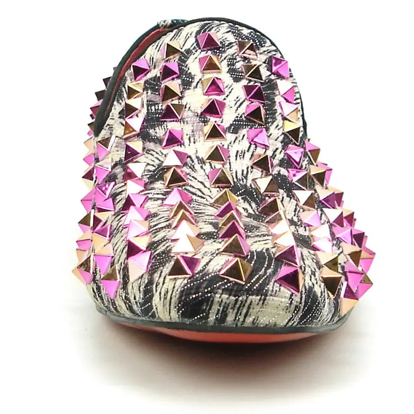 Fiesso FI-7496 Multi Spike Slip on Loafers