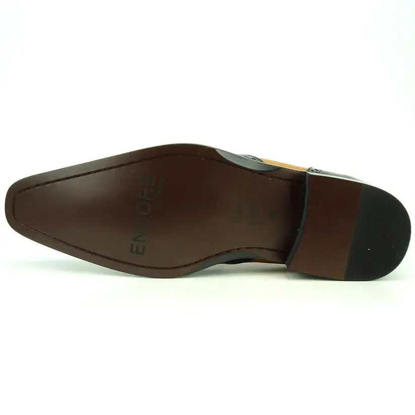 Fiesso FI-8705 Black/Tan Wingtip Tassel Loafers