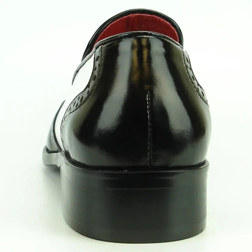 Fiesso FI-8705 Black/White Wingtip Tassel Loafers