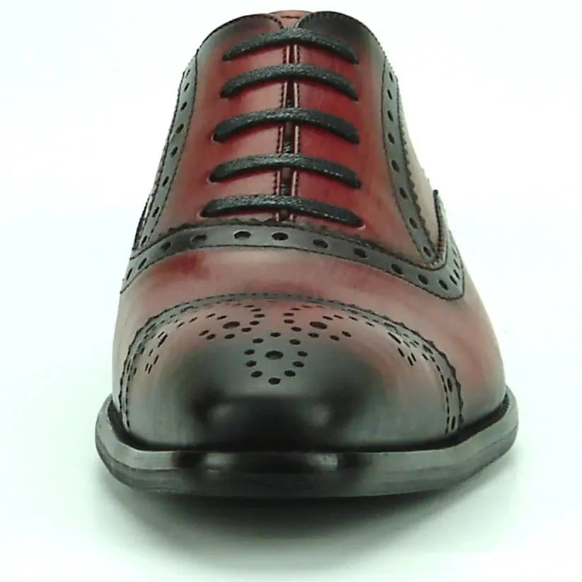 Fiesso FI-8713 Burgundy Leather Lace up Oxfords