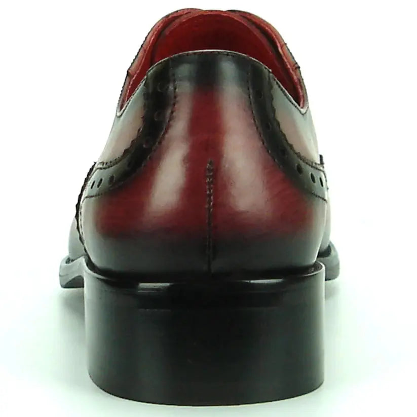 Fiesso FI-8713 Burgundy Leather Lace up Oxfords