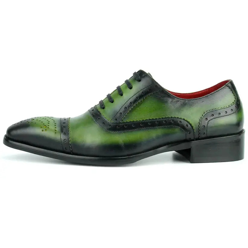 Fiesso FI-8713 Green Lace up Oxfords