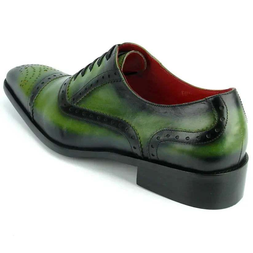 Fiesso FI-8713 Green Lace up Oxfords