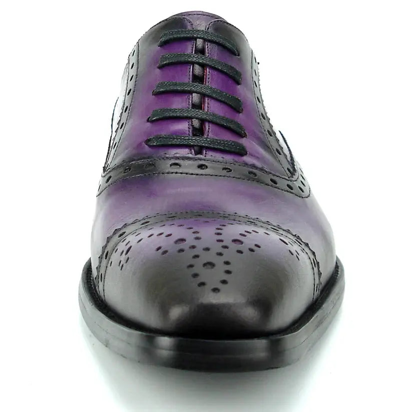 Fiesso FI-8713 Purple Leather Lace up Oxfords