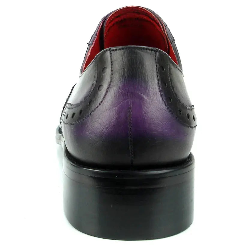 Fiesso FI-8713 Purple Leather Lace up Oxfords