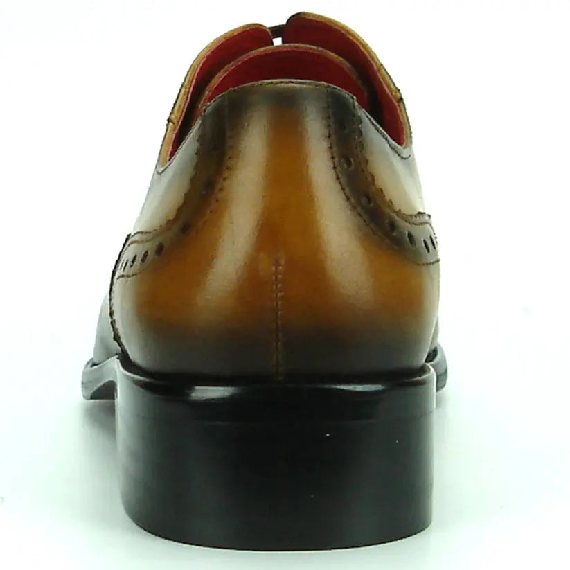 Fiesso FI-8713 Tan Leather Lace up Oxfords