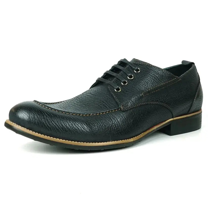 Fiesso FI-9048 Black Genuine Leather Oxfords