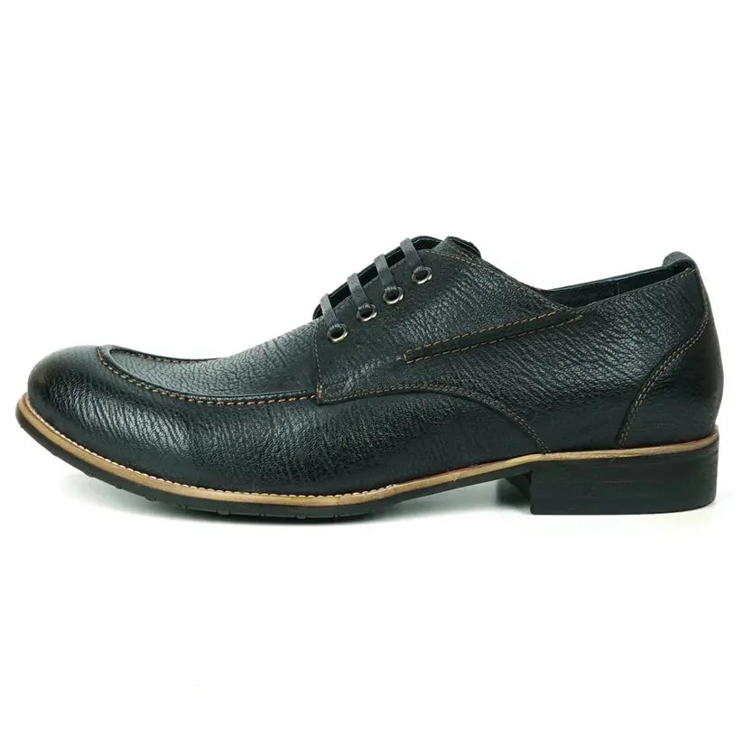 Fiesso FI-9048 Black Genuine Leather Oxfords