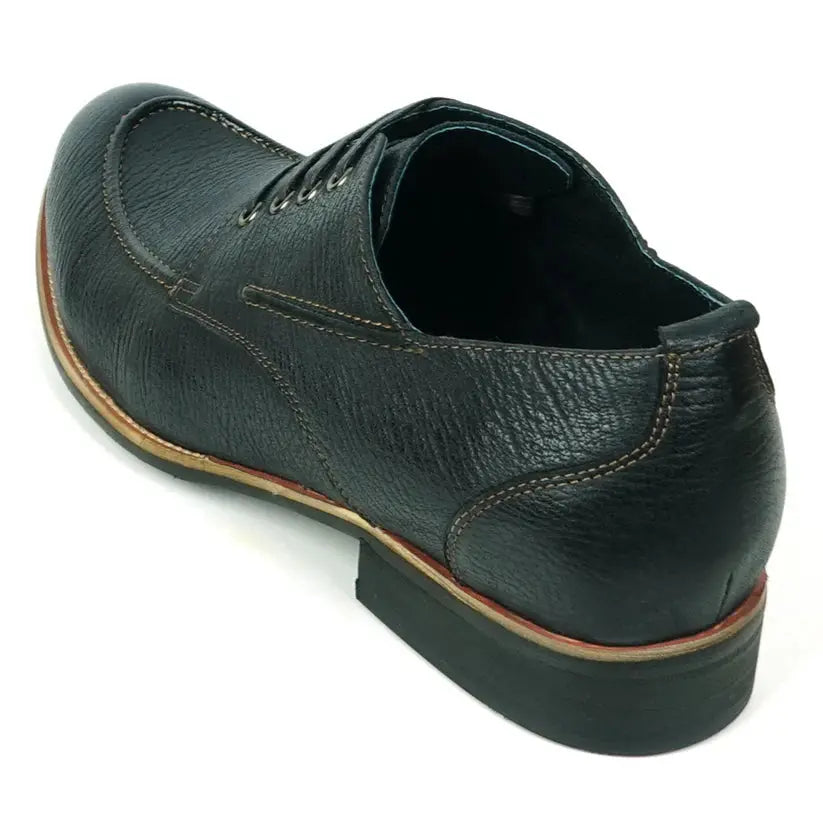 Fiesso FI-9048 Black Genuine Leather Oxfords
