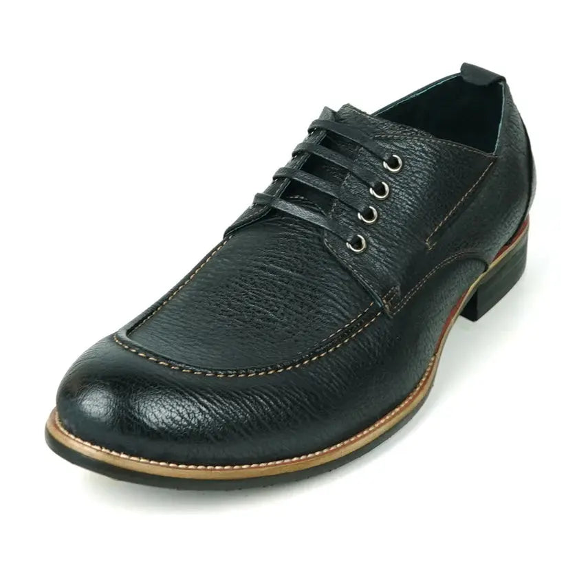 Fiesso FI-9048 Black Genuine Leather Oxfords