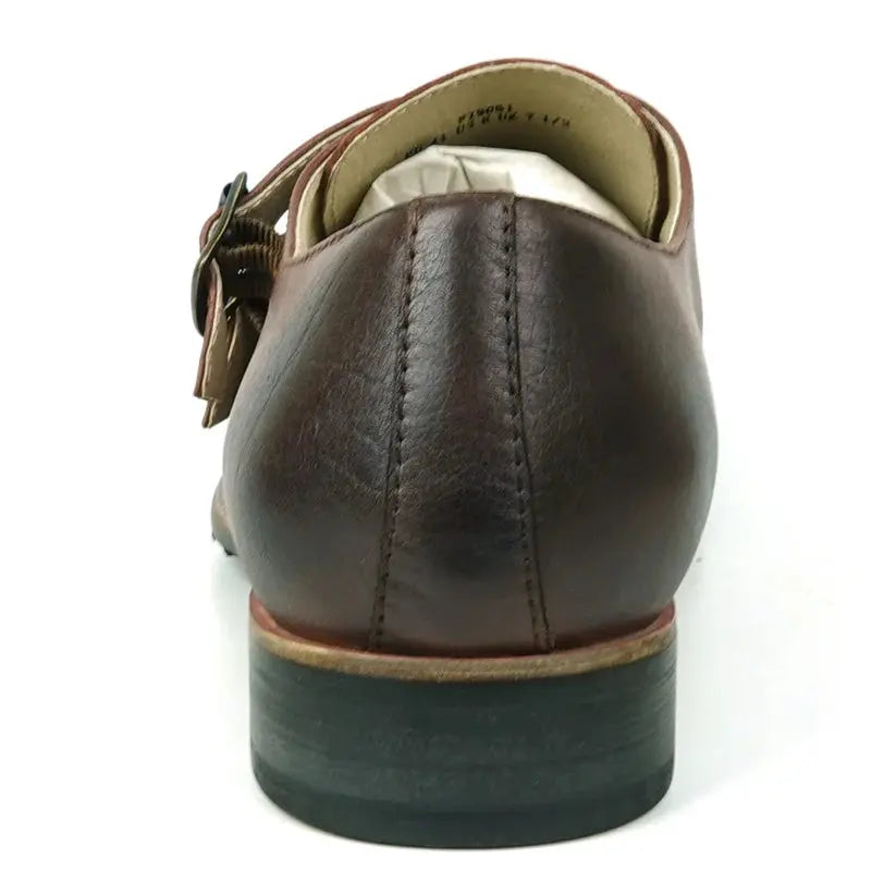 Fiesso FI-9051 Brown Genuine Leather Monk Strap Shoes