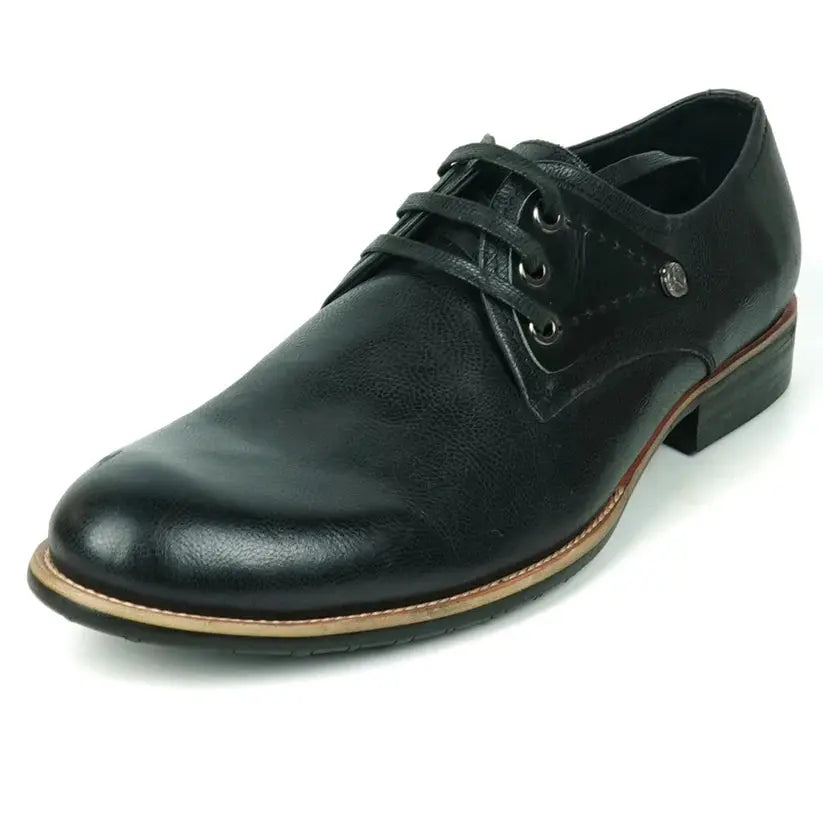 Fiesso FI-9052 Black Genuine Leather Oxfords