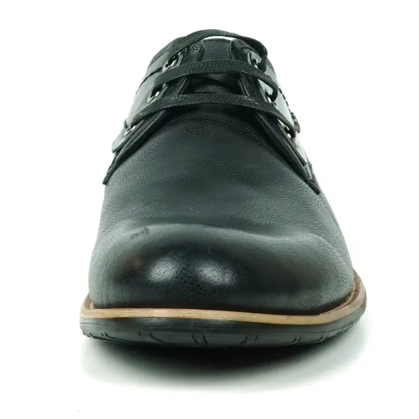 Fiesso FI-9052 Black Genuine Leather Oxfords