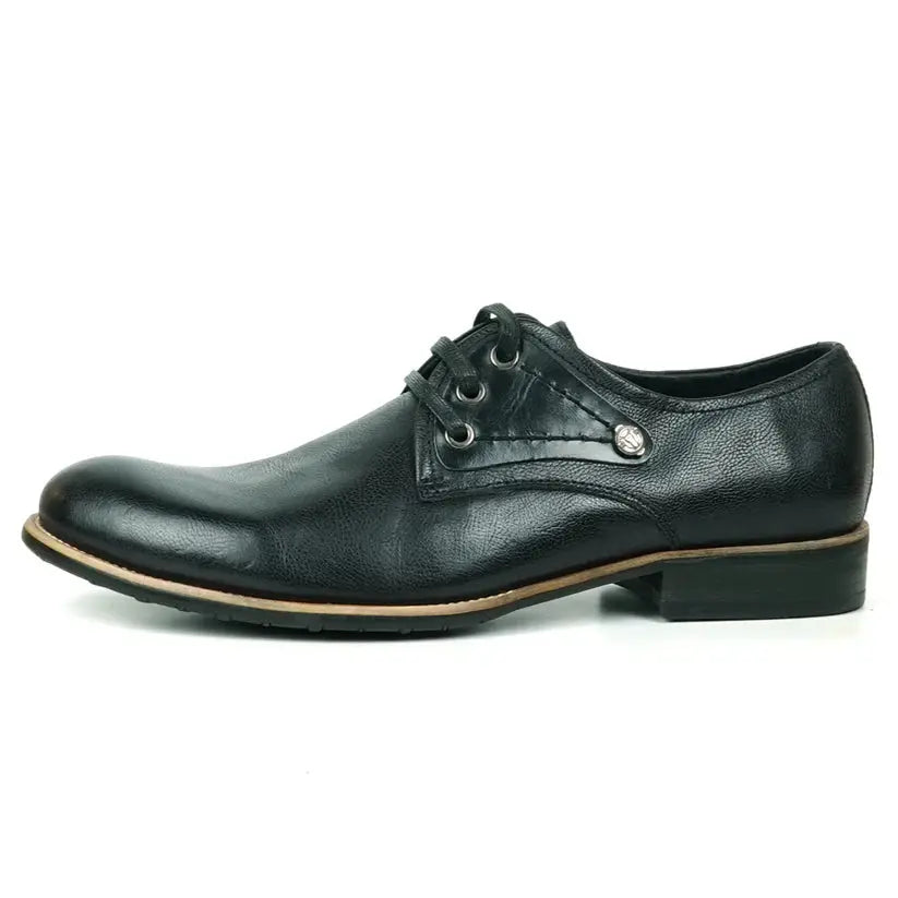 Fiesso FI-9052 Black Genuine Leather Oxfords