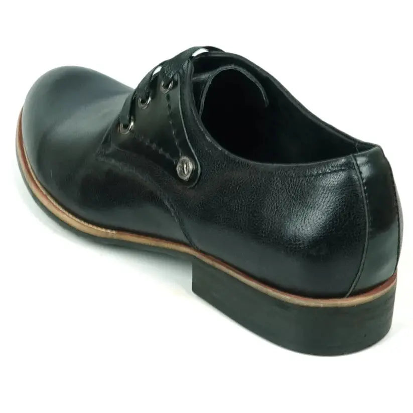 Fiesso FI-9052 Black Genuine Leather Oxfords
