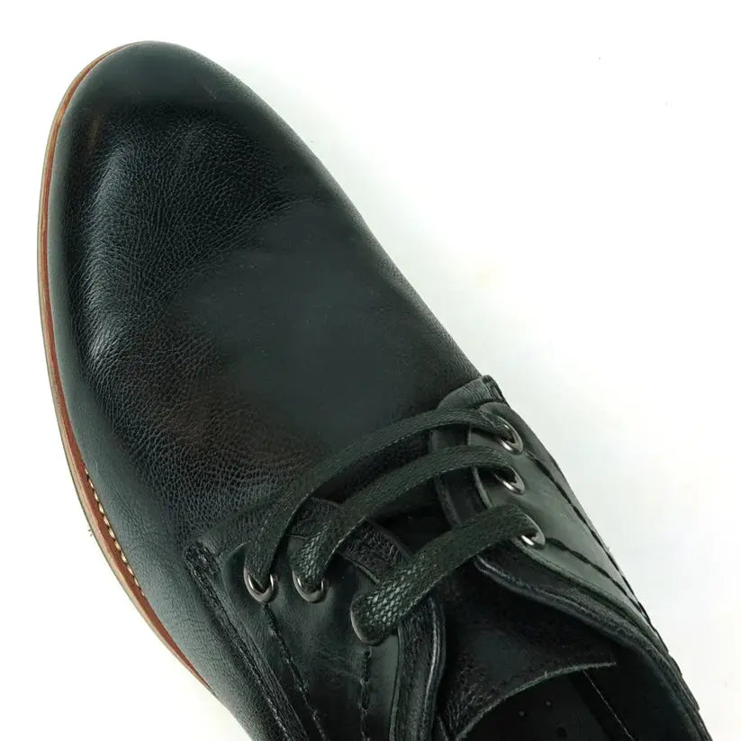 Fiesso FI-9052 Black Genuine Leather Oxfords