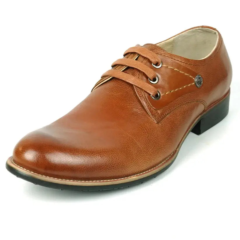 Fiesso FI-9052 Brown Genuine Leather Oxfords