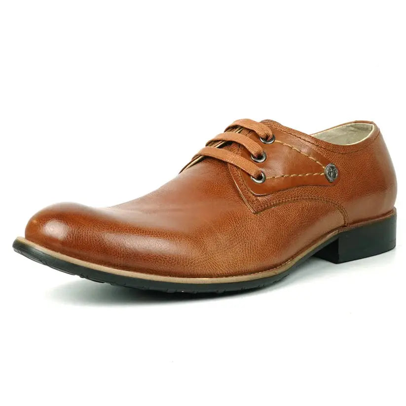 Fiesso FI-9052 Brown Genuine Leather Oxfords
