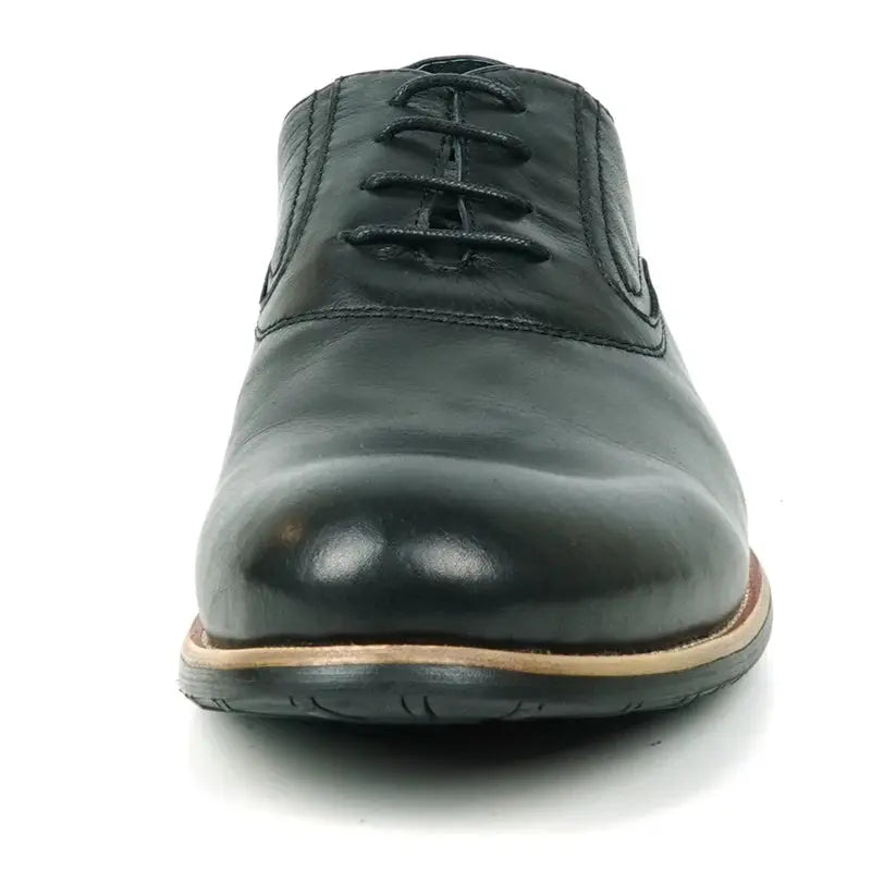 Fiesso FI-9053 Black Genuine Leather Oxfords
