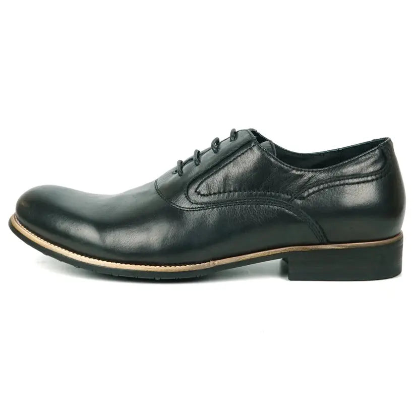 Fiesso FI-9053 Black Genuine Leather Oxfords