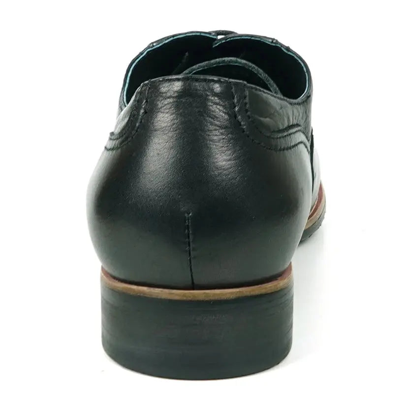 Fiesso FI-9053 Black Genuine Leather Oxfords