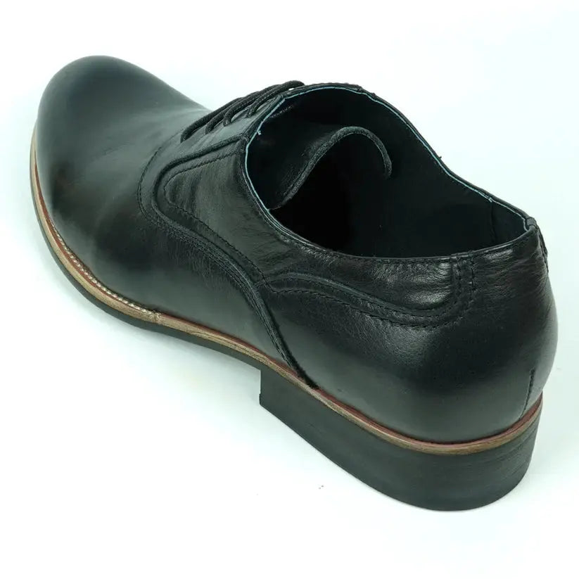Fiesso FI-9053 Black Genuine Leather Oxfords