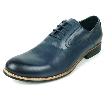 Fiesso FI-9053 Navy Genuine Leather Oxfords