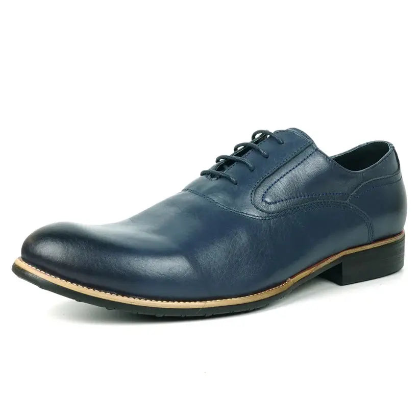 Fiesso FI-9053 Navy Genuine Leather Oxfords