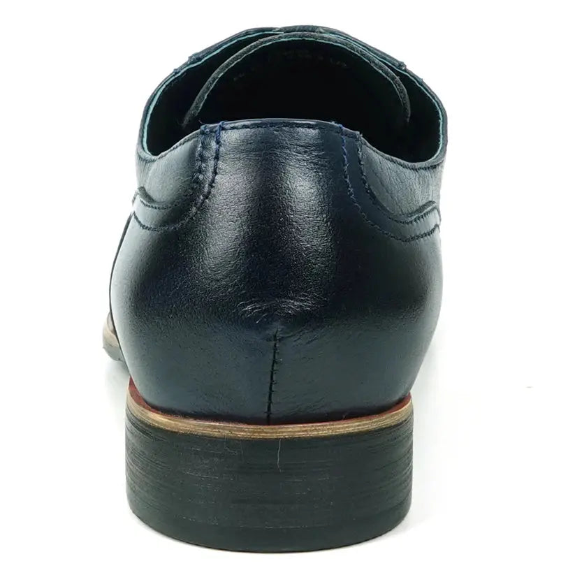 Fiesso FI-9053 Navy Genuine Leather Oxfords