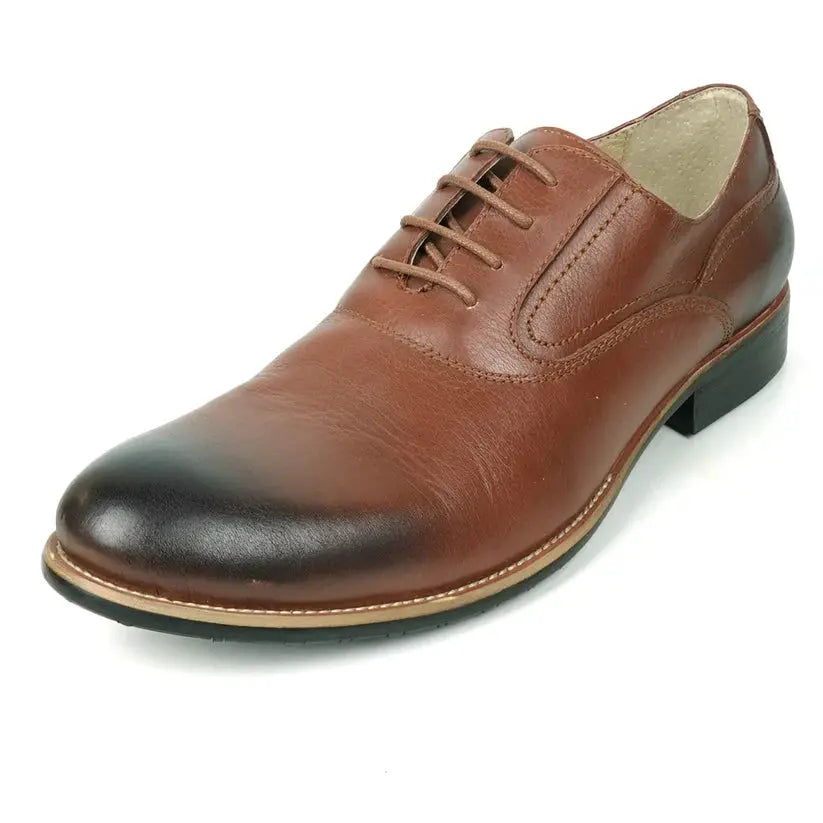 Fiesso FI-9053 Brown Genuine Leather Oxfords