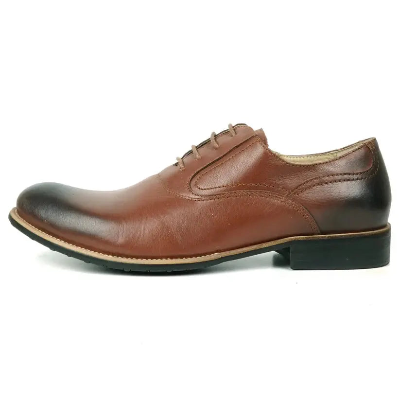 Fiesso FI-9053 Brown Genuine Leather Oxfords