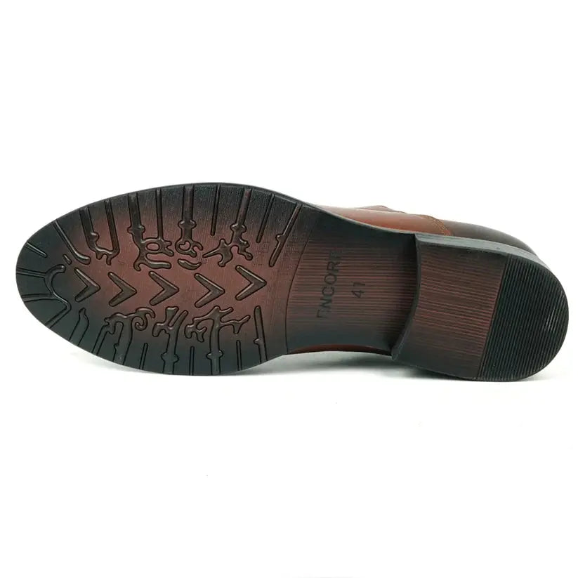 Fiesso FI-9053 Brown Genuine Leather Oxfords