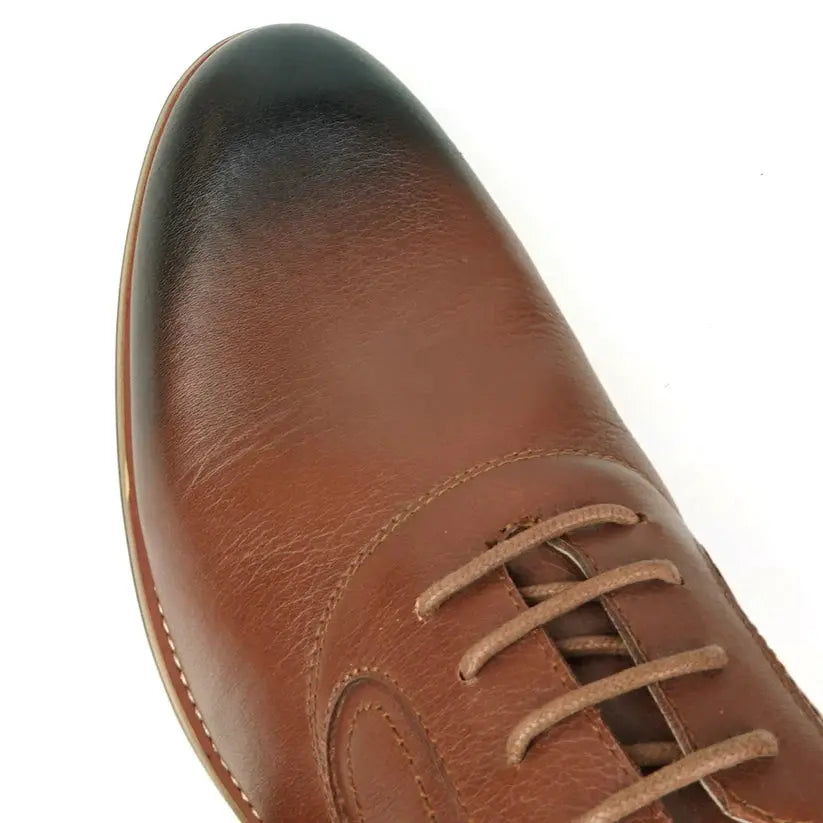Fiesso FI-9053 Brown Genuine Leather Oxfords