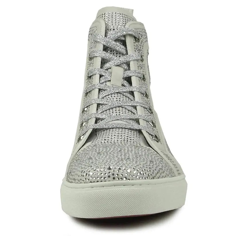 Fiesso FI-2387 White Suede High Top Sneakers