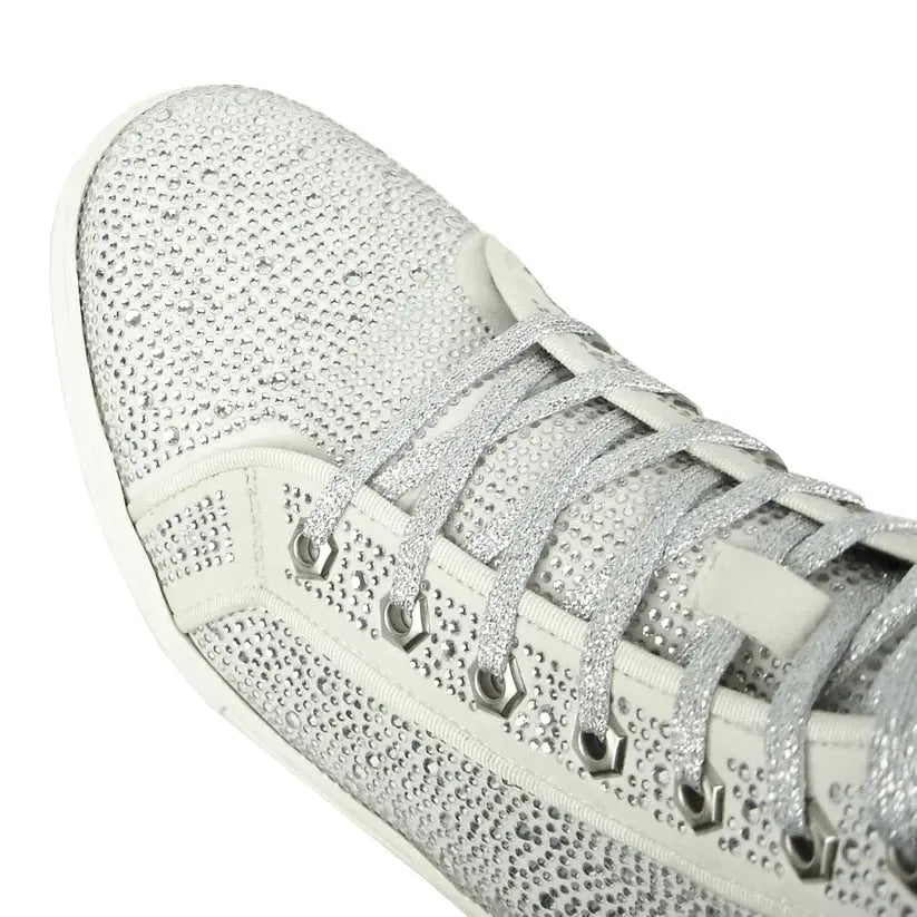 Fiesso FI-2387 White Suede High Top Sneakers