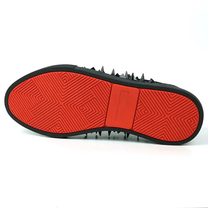 Fiesso FI-2429 Black Glitter Black Spikes Low Cut Encore Sneakers