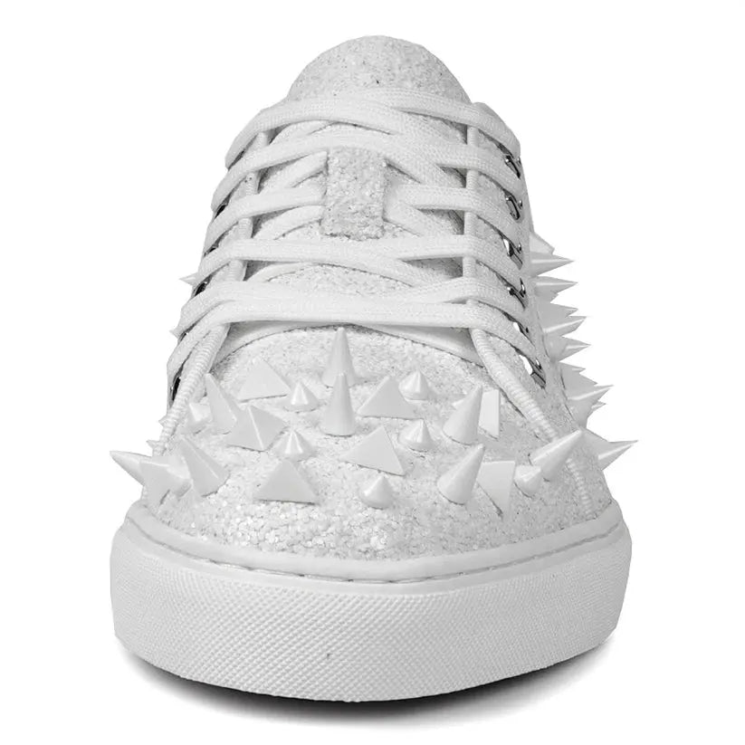 Fiesso FI-2429 White Glitter White Spikes Low Cut Encore Sneakers