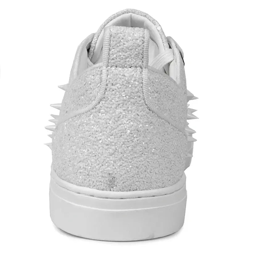 Fiesso FI-2429 White Glitter White Spikes Low Cut Encore Sneakers