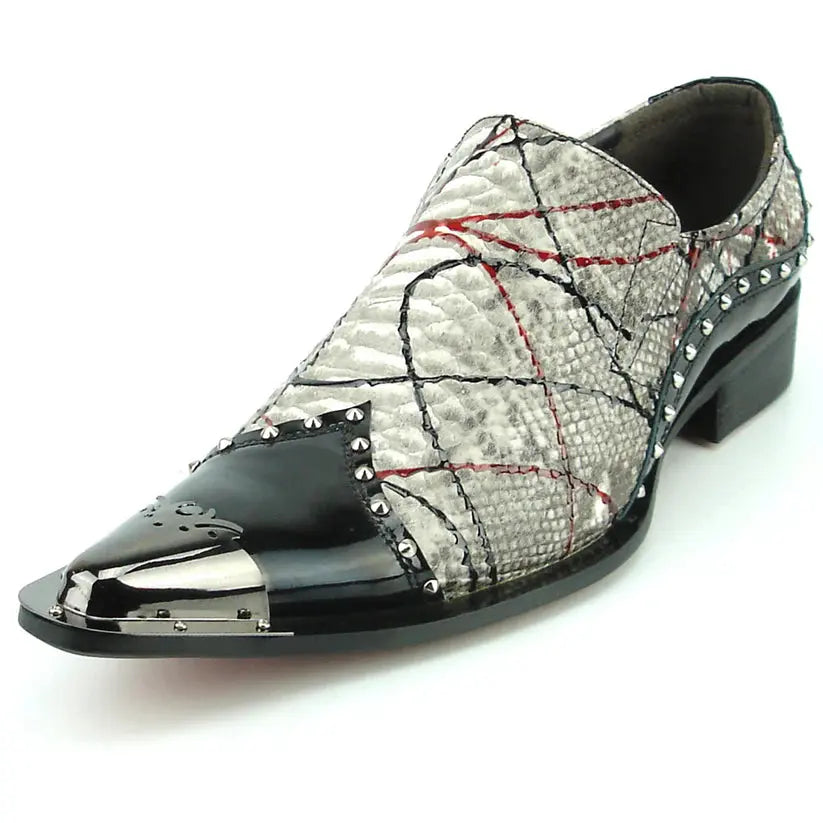 Fiesso FI-7370 Multi/Black Leather Slip On Loafers