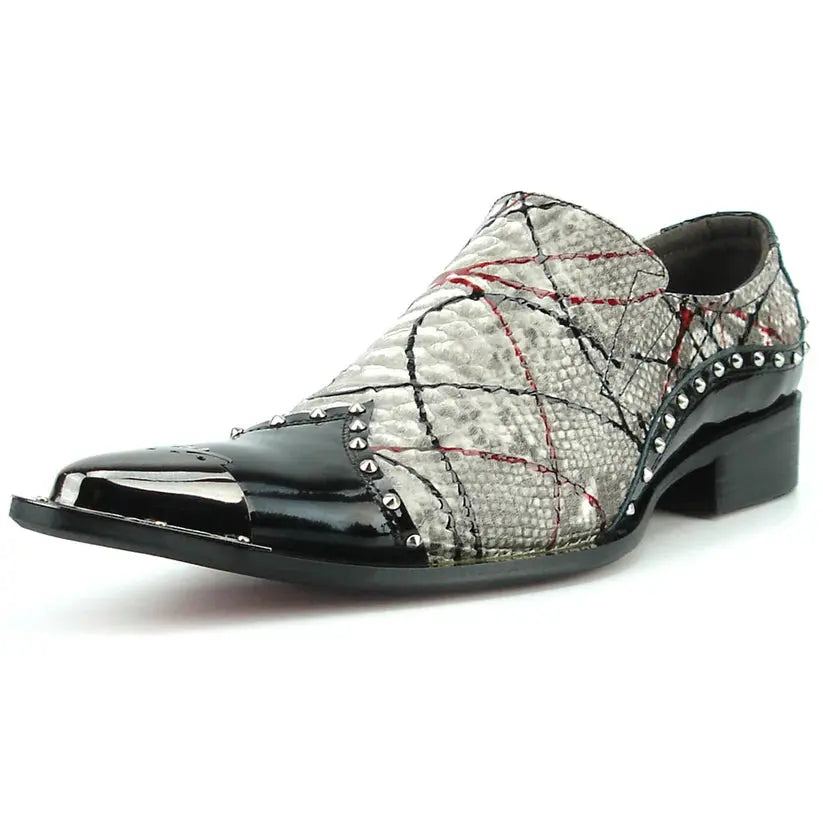 Fiesso FI-7370 Multi/Black Leather Slip On Loafers